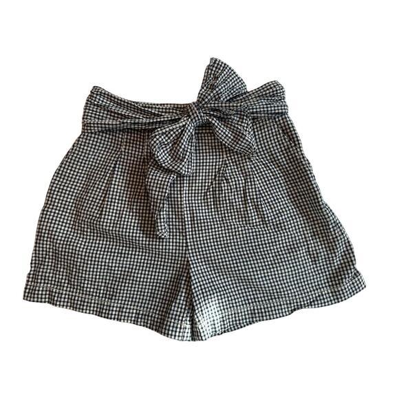 CARTONNIER BY ANTHROPOLOGY Gingham Tie Waist Shorts Women White/Blue Sz 0 - Picture 2 of 14